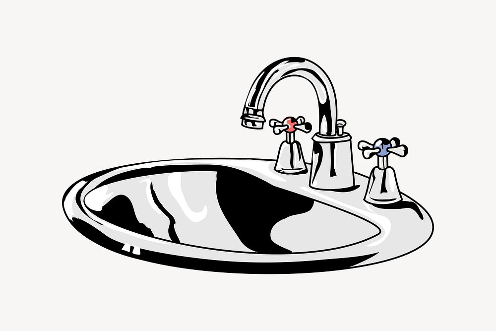 Wash basin clipart, bathroom essential illustration vector. Free public domain CC0 image.