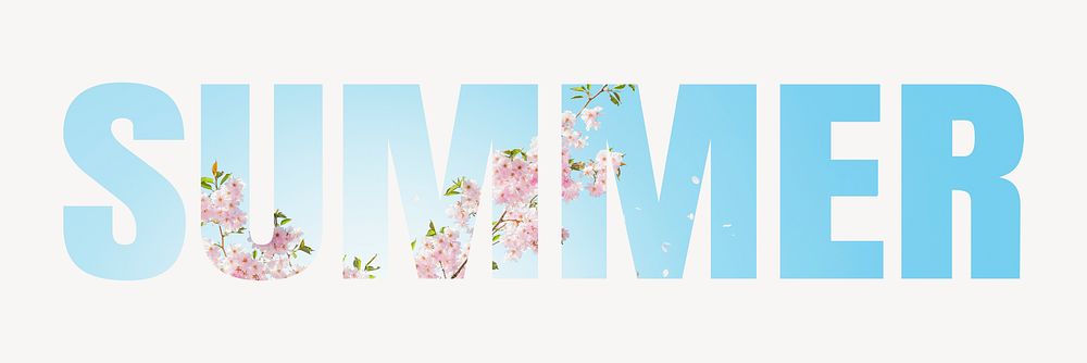 Summer word typography, cherry blossom tree
