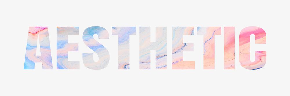 Aesthetic word typography, beautiful cotton candy marble design