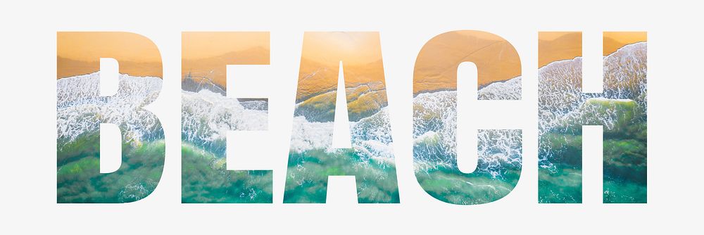 Beach word typography, summer vacation
