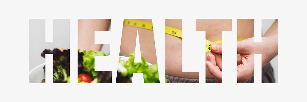 Health word typography, diet and weight loss