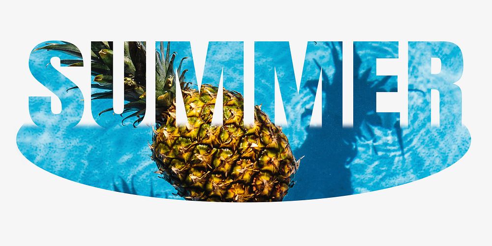 Summer word, pineapple stick out design typography