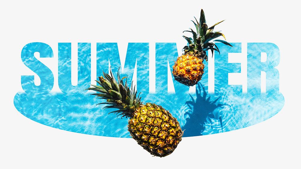 Summer word, stick out, pineapple design typography