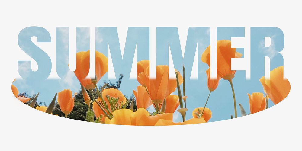Summer word, flower design typography