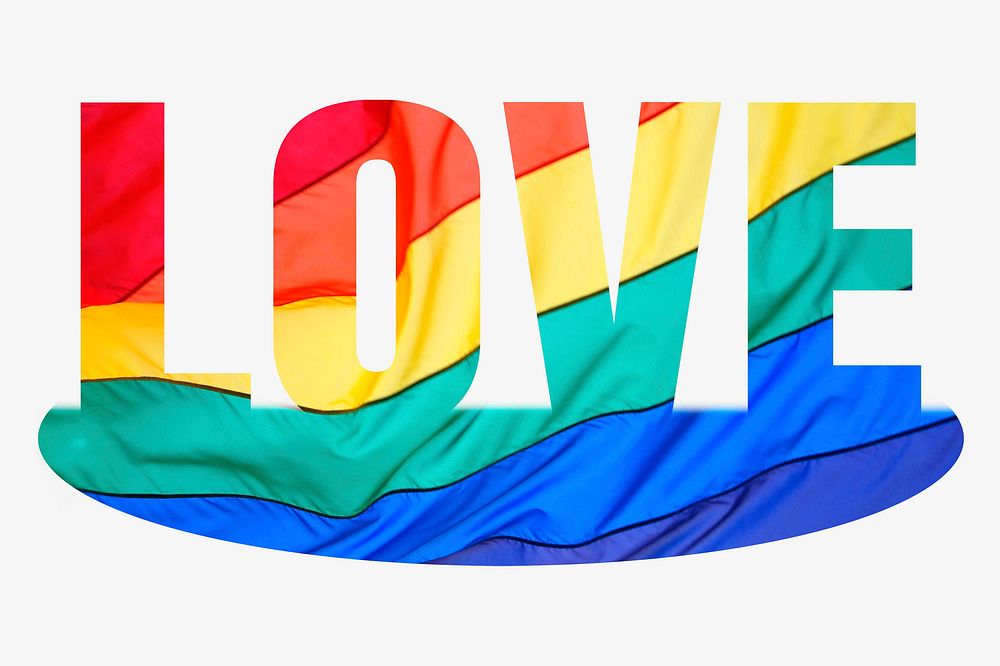 Love word, lgbtq pride design typography