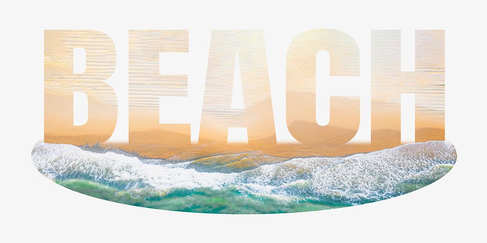 Beach word, sea  design typography