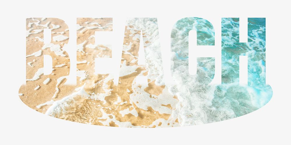 Beach word, sea design typography
