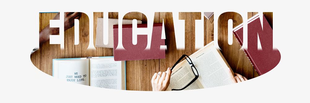 Education word, book design typography
