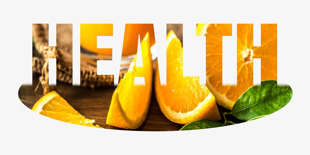 Health word, orange design typography