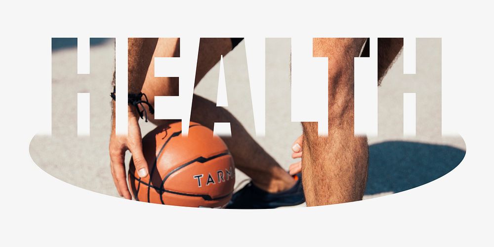 Health word, basketball design typography