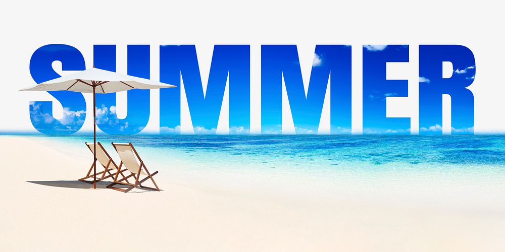 Summer word border, beach design typography