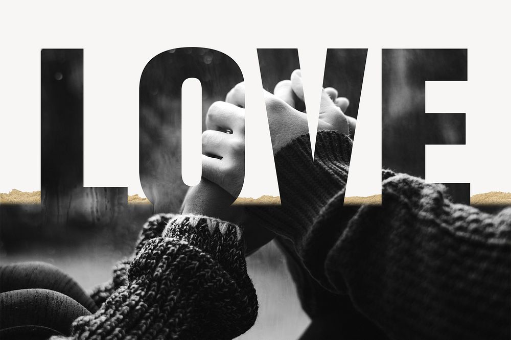 Love word border, ripped paper, couple  design