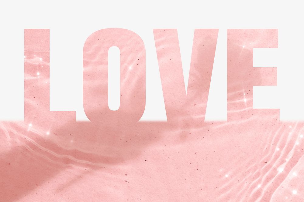 Love word border, pink design typography