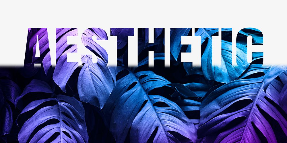 Aesthetic word border, purple leaf design typography