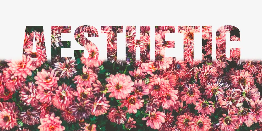 Aesthetic word border, pink flower  design typography