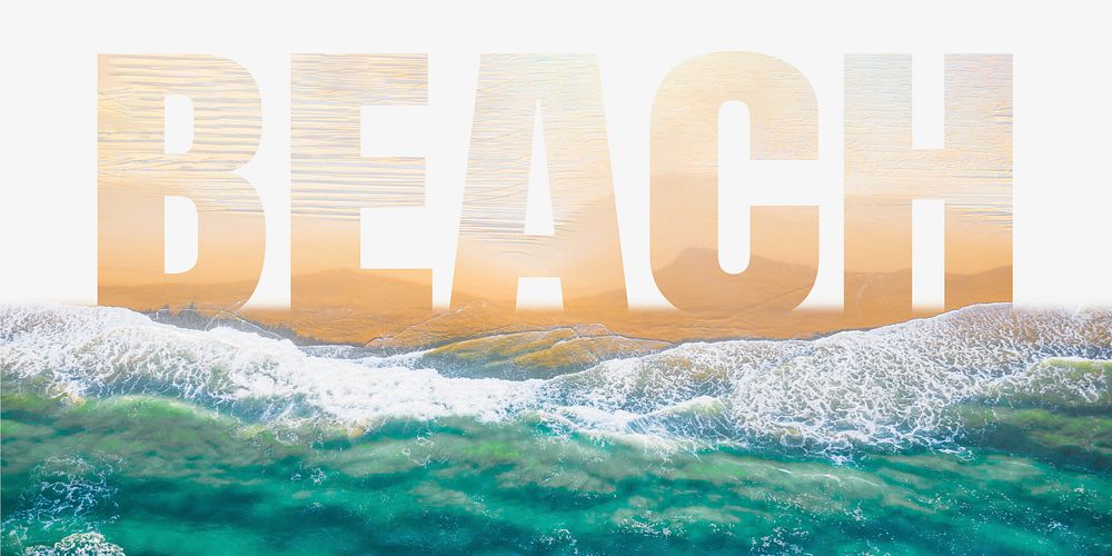 Beach word border, sea design typography