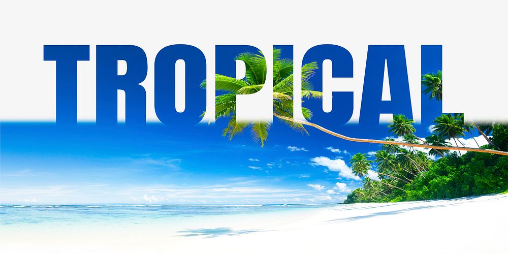 Tropical word border, beach  design typography