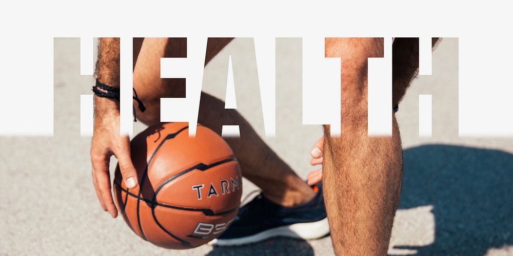 Health word border, basketball design typography