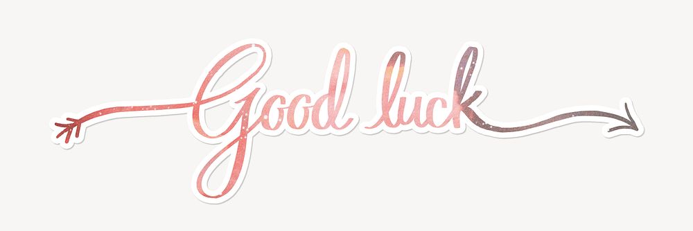 Aesthetic good luck word, pastel pink calligraphy