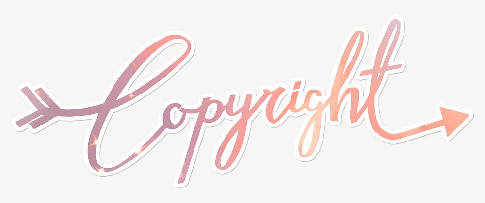 Aesthetic copyright word, gradient pink, pastel calligraphy