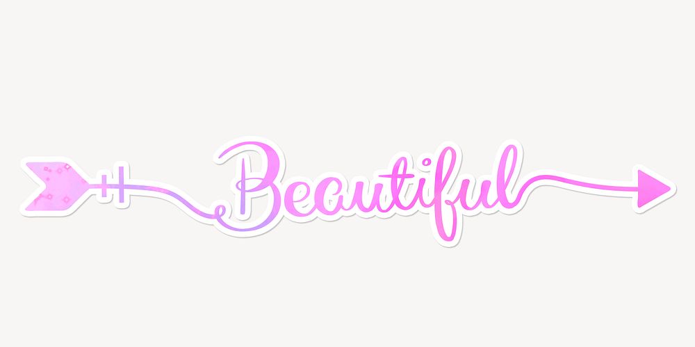 Aesthetic beautiful word, gradient pink calligraphy