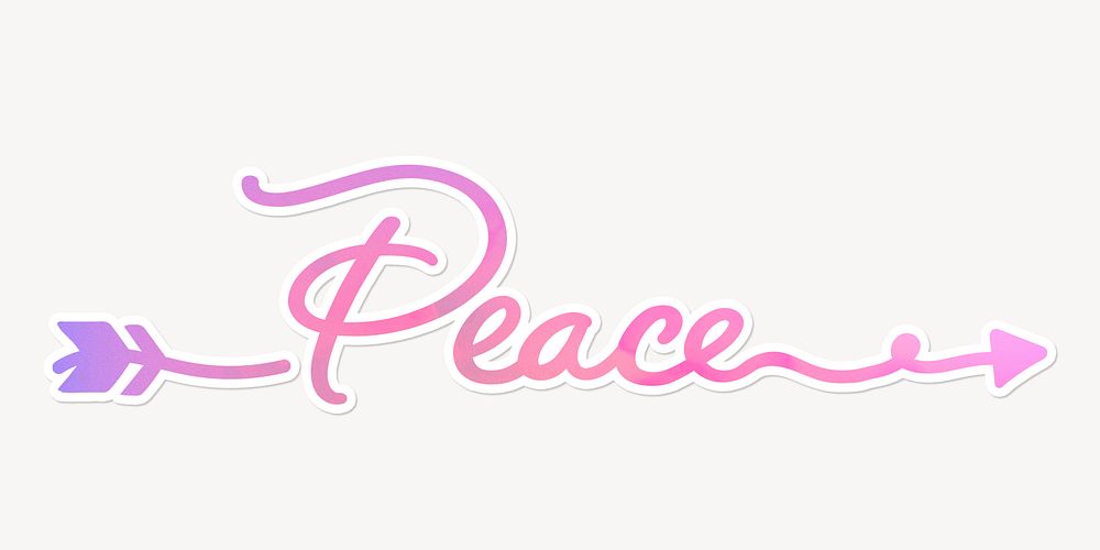 Peace word calligraphy, aesthetic pink text