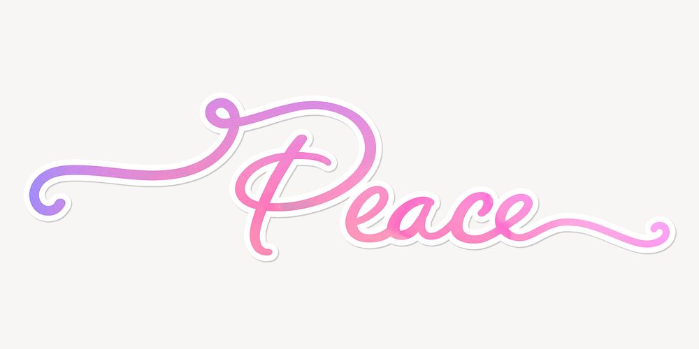 Peace word calligraphy, aesthetic pink text