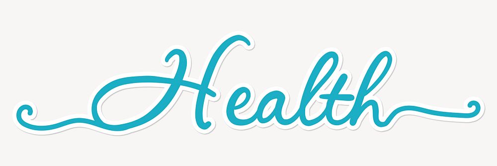 Health word, aesthetic blue calligraphy with white outline