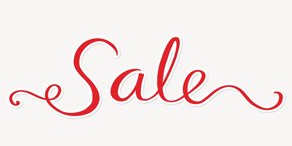 Sale word, red calligraphy text with a white outline