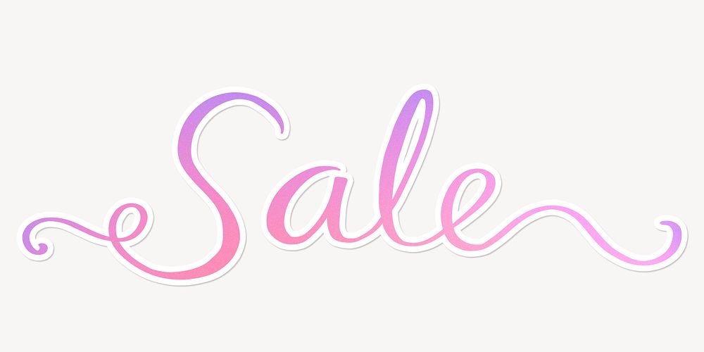 Sale word, pink aesthetic calligraphy with white border