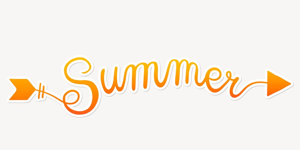 Summer word, orange calligraphy text with white outline