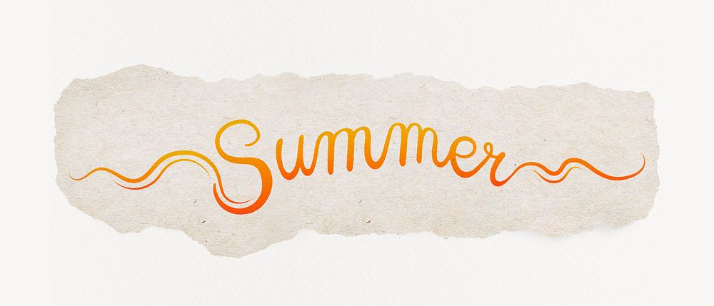 Summer orange calligraphy, ripped paper, DIY design