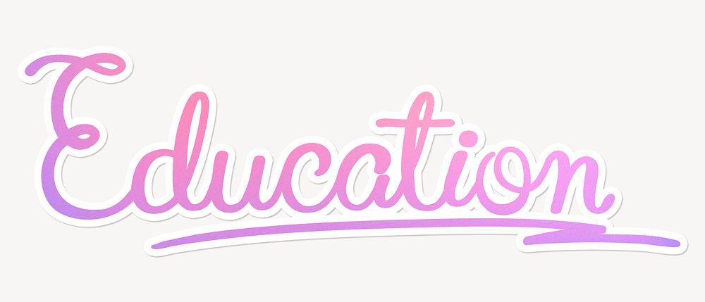 Education word, aesthetic pink calligraphy with white outline