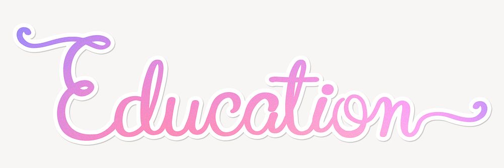 Education word, aesthetic pink calligraphy with white outline