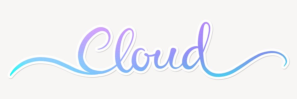 Cloud word, blue aesthetic calligraphy with white border