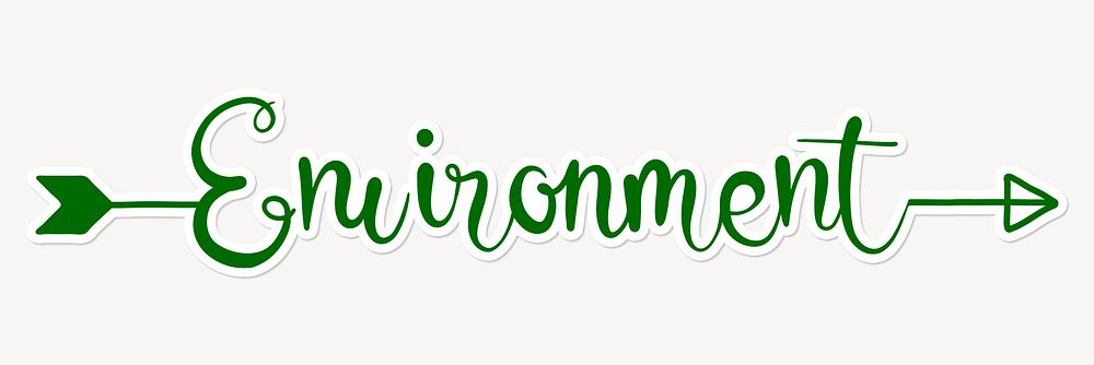 Environment word, green calligraphy text with white outline