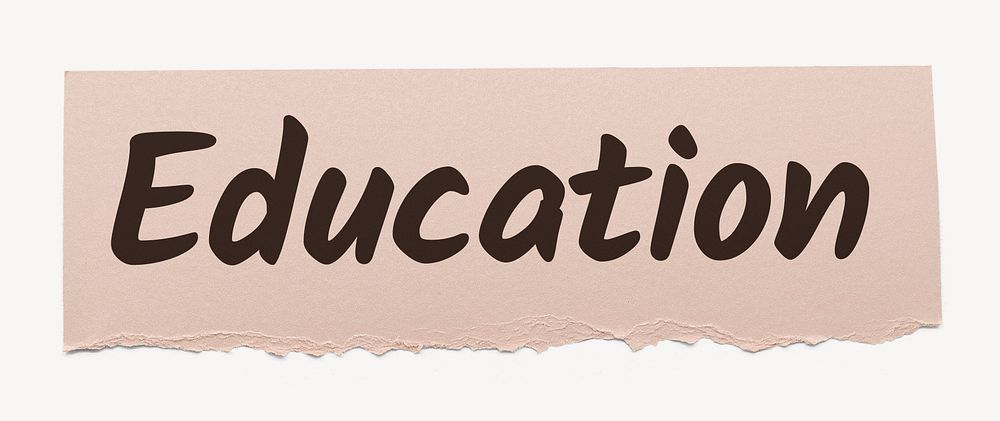 Education word, pink torn paper, typography