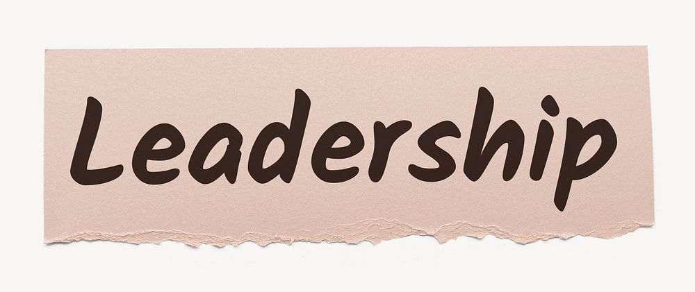 Leadership word, pink torn paper, typography