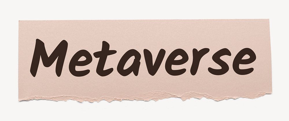 Metaverse word, pink torn paper, typography