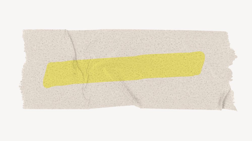 Yellow marker washi tape, ripped paper design psd