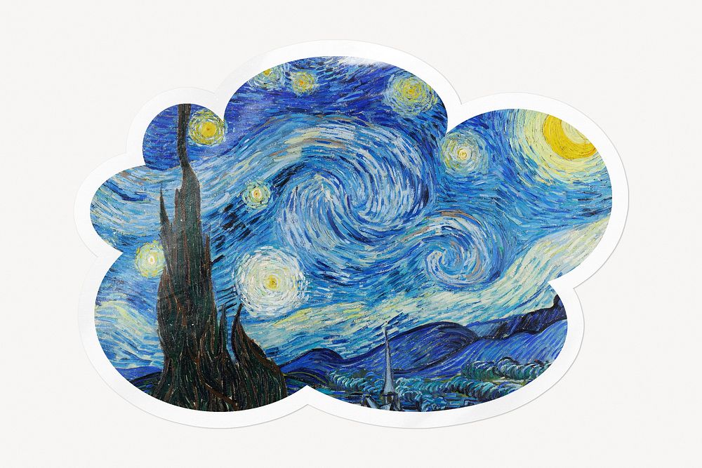 The Starry Night cloud badge, famous painting, remixed by rawpixel