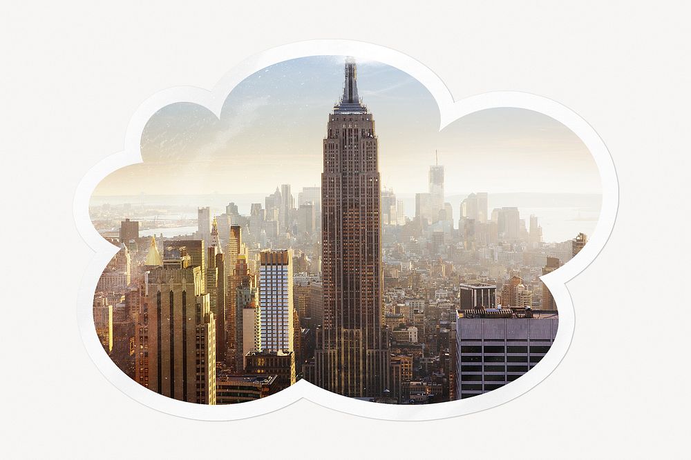 Aesthetic cityscape cloud badge, New York City image