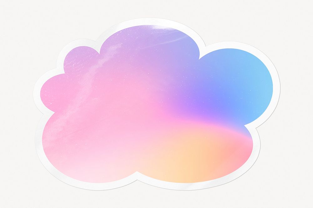 Pink holographic cloud badge, aesthetic color image