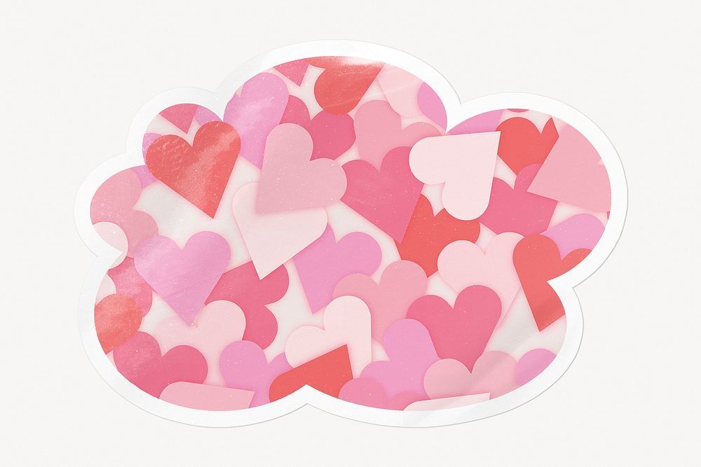 Pink heart pattern cloud badge, Valentine's celebration image