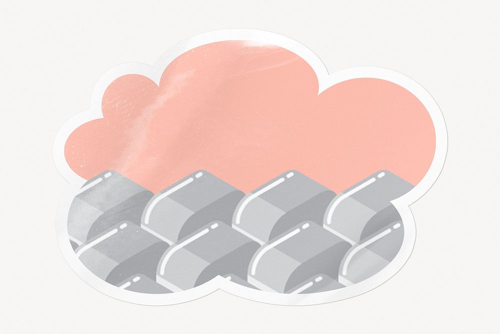 Cute block pattern cloud badge, pink image