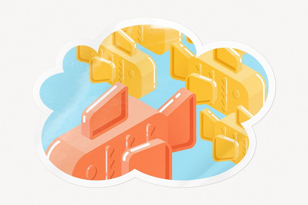 Cute goldfish pattern cloud badge, pop color image