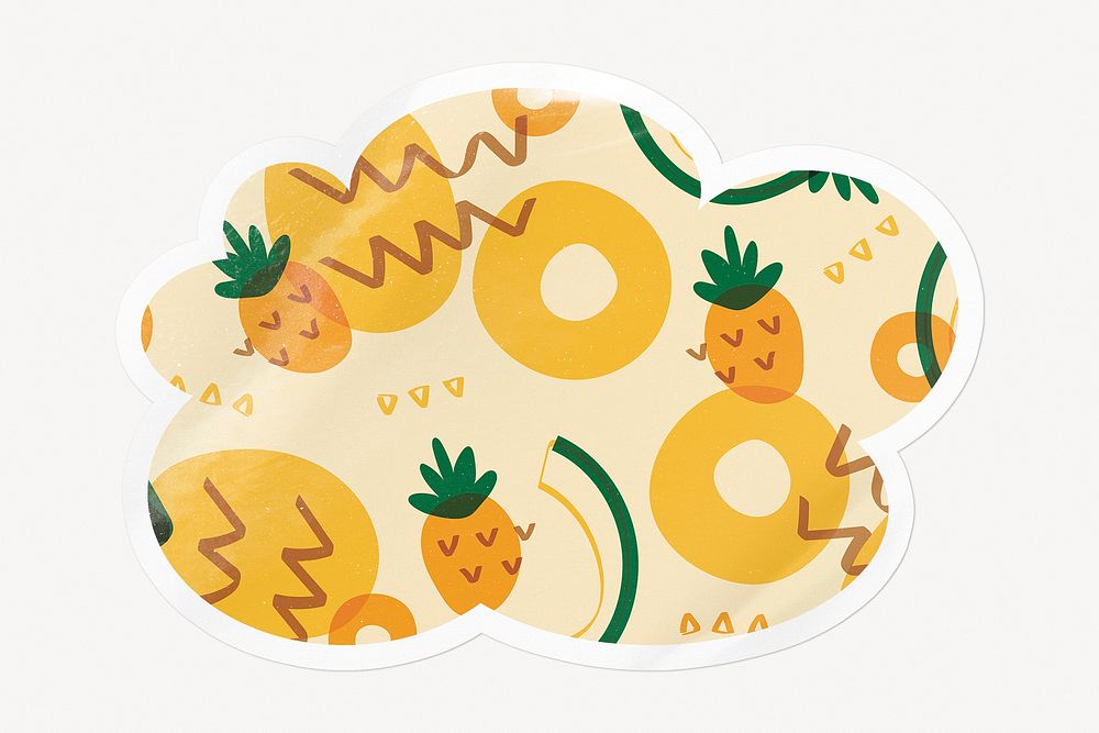 Tropical pineapple pattern cloud badge, cute fruit image