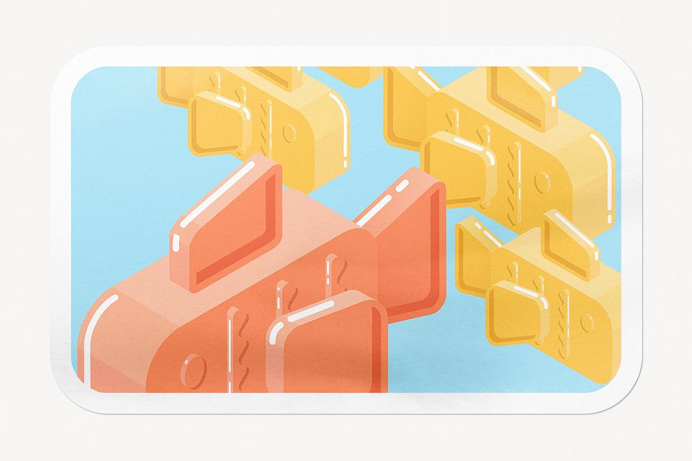 Cute goldfish pattern rectangle badge, pop color image