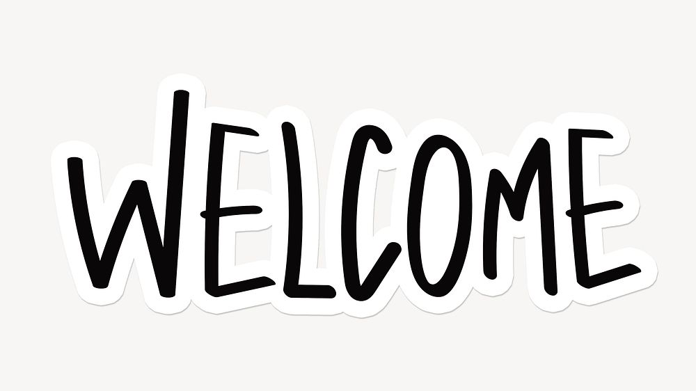 Welcome word sticker, black typography