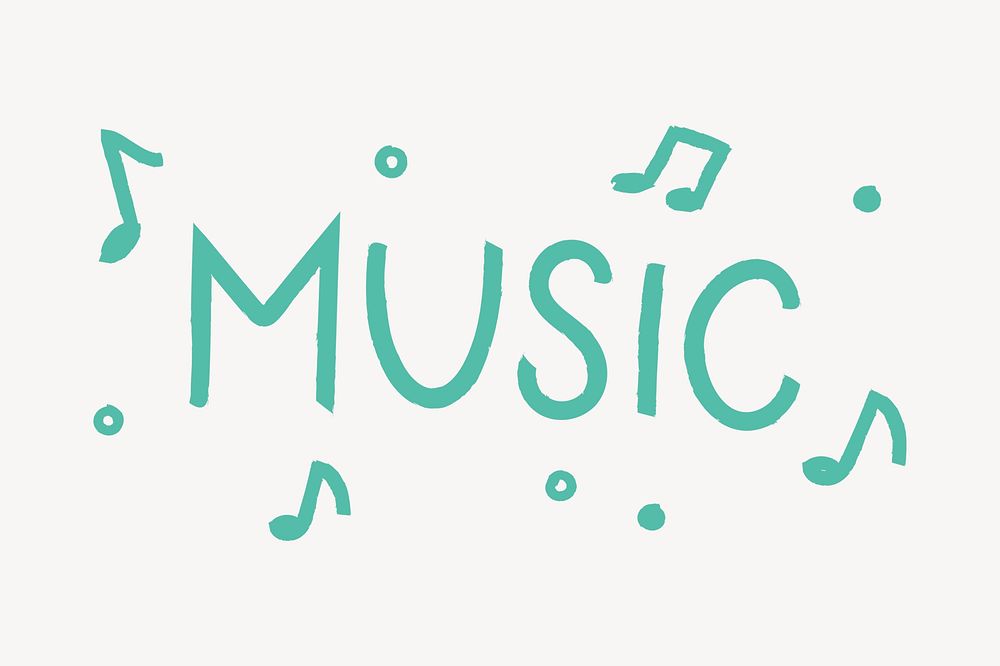 Music word, green handwritten typography